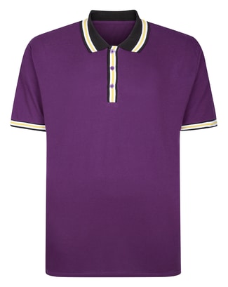 Bigdude Contrast Stripe Tipped Polo Shirt Plum Purple