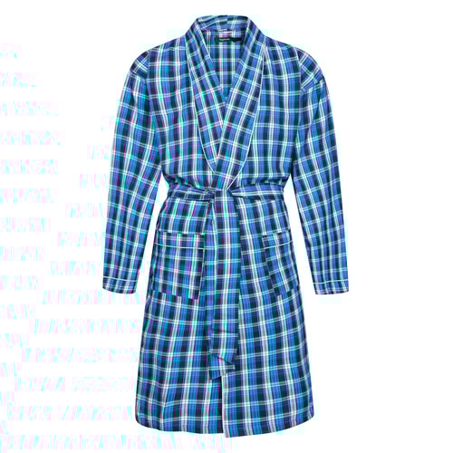Bigdude Light Weight Dressing Gown With Piping Bright Blue