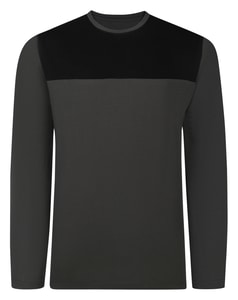 Bigdude Cut & Sew 2 Tone Long Sleeve T-Shirt Charcoal/Black