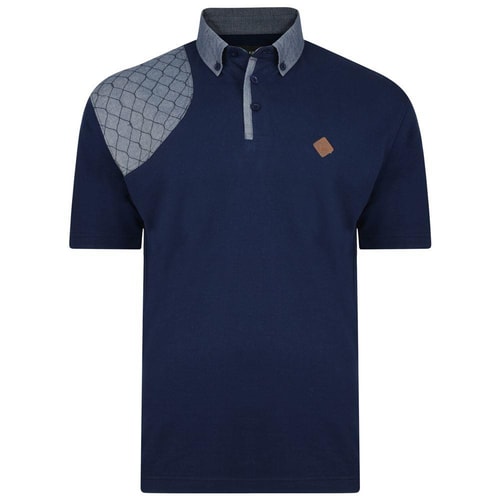 KAM Honeycomb Panel Polo Shirt Navy