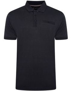 KAM Striped Jacquard Collar Jersey Polo Shirt Navy
