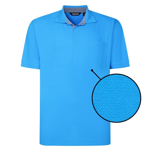 Bigdude Striped Textured Polo Shirt Bright Blue