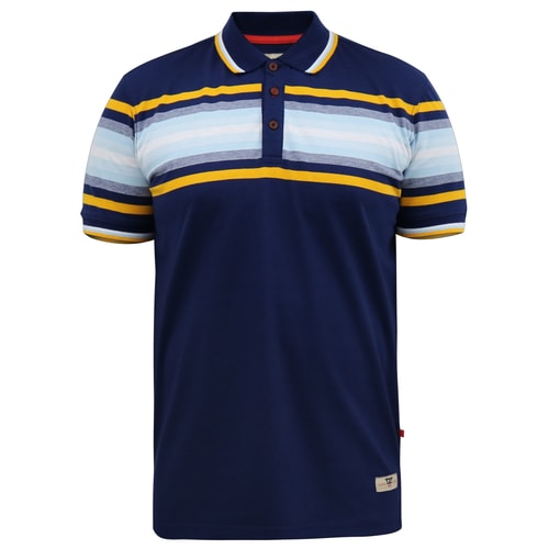 D555 Peldon Chest Stripe Jersey Polo Shirt Blue