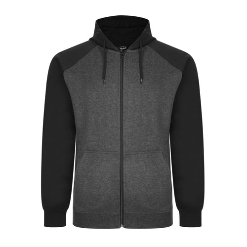 Bigdude Zip Thru Raglan Sleeve Hoody Black/Charcoal