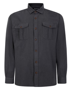 Bigdude Plain Flannel Long Sleeve Shirt Charcoal