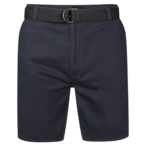 Bigdude Stretch Chino Shorts With Belt Navy