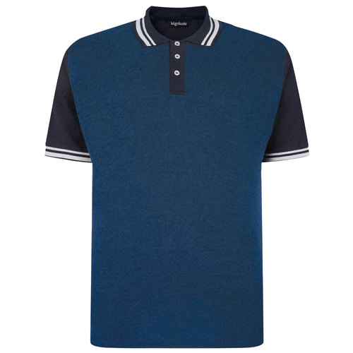 Bigdude Dobby Two Tone Polo Shirt Royal Blue/Navy