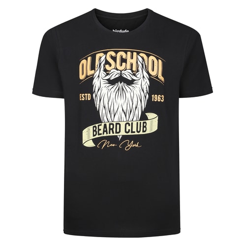 Bigdude Old School Beard Club Print T-Shirt Black
