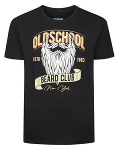 Bigdude Old School Beard Club Print T-Shirt Black
