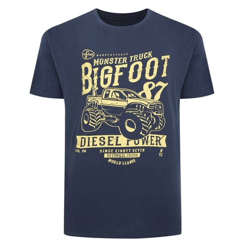 Bigdude Monster Truck Print T-Shirt Navy Tall