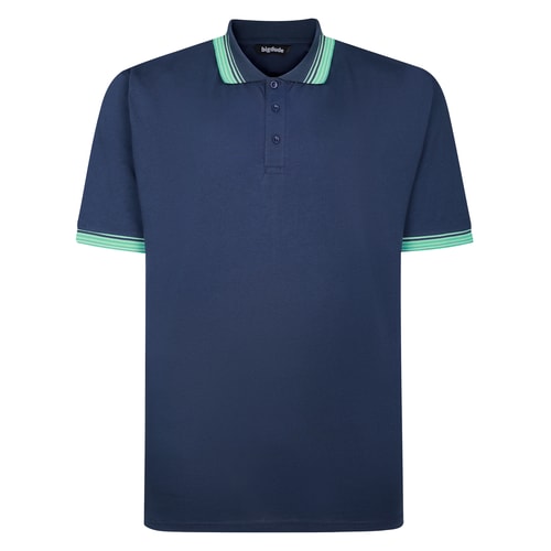 Bigdude Ombre Tipped Collar Polo Midnight Blue
