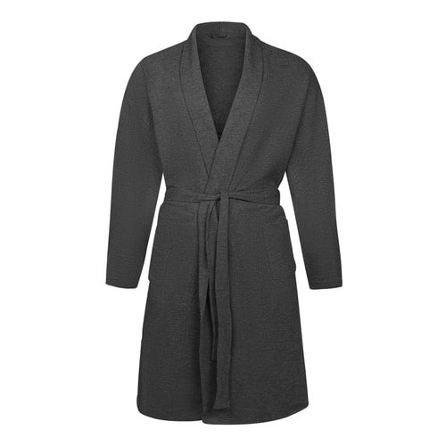 Bigdude Knitted Waffle Dressing Gown Charcoal