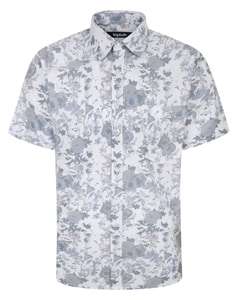 Bigdude Floral Print Short Sleeve Shirt Grey Tall