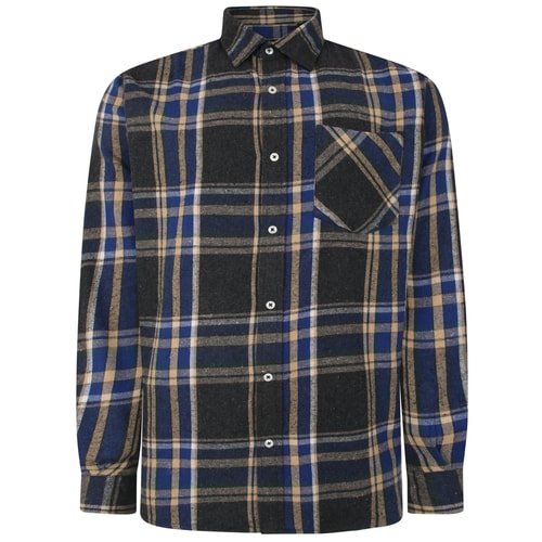 Bigdude Long Sleeve Check Flannel Shirt Royal Blue Tall