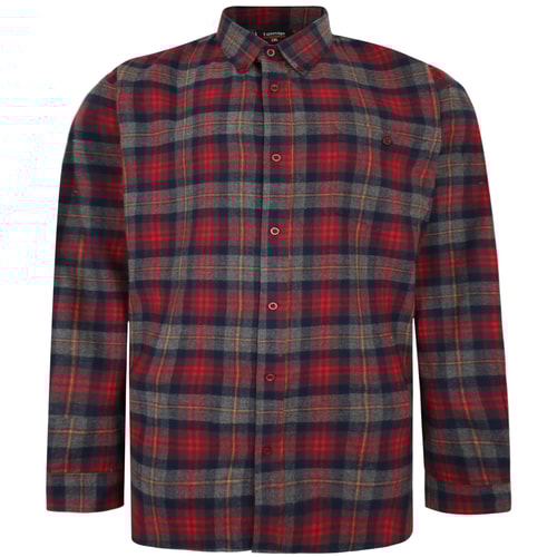 Espionage Long Sleeve Brushed Check Shirt Red/Grey
