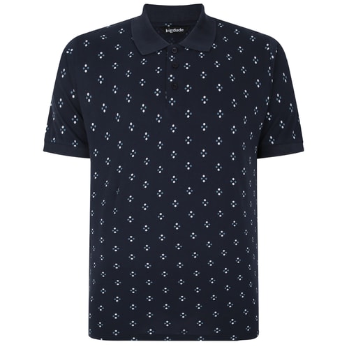 Bigdude Geometric Print Polo Shirt Navy