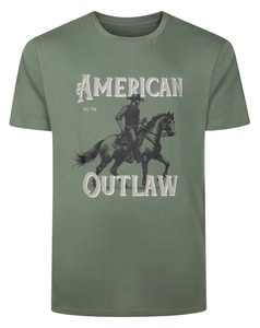 Bigdude American Outlaw Print T-Shirt Sage Green