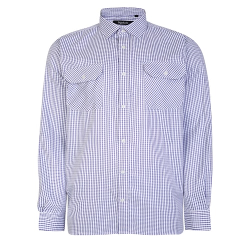 Bigdude Long Sleeve Shirt With Chest Pockets Navy/White