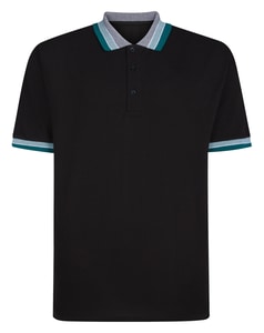 Bigdude Jacquard Contrast Pique Polo Shirt Black
