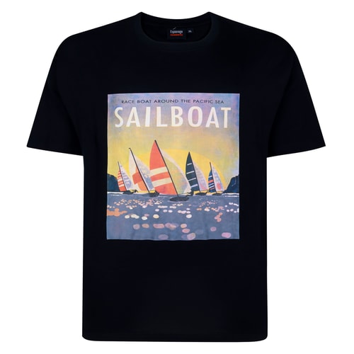 Espionage Sailboat Print T-Shirt Navy