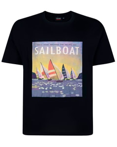Espionage Sailboat Print T-Shirt Navy