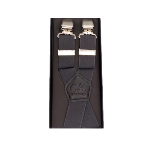 Knightsbridge Extra Long and Strong Wide Clip Braces Charcoal