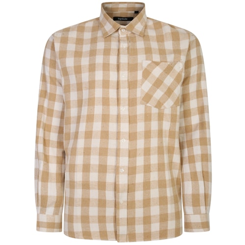 Bigdude Summer Long Sleeve Flannel Shirt Beige