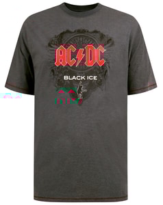 D555 Clydebank Official AC/DC Black Ice Printed T-Shirt Charcoal Marl