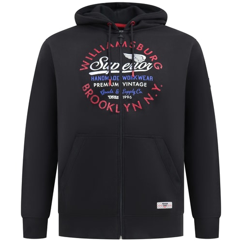 D555 Southampton Brooklyn Print Full Zip Hoodie Black