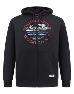 D555 Southampton Brooklyn Print Full Zip Hoodie Black