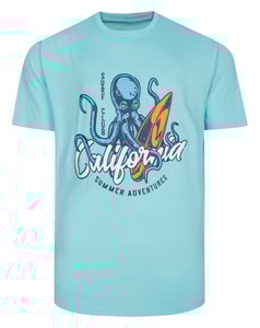 Bigdude California Summer Adventures Print T-Shirt Turquoise