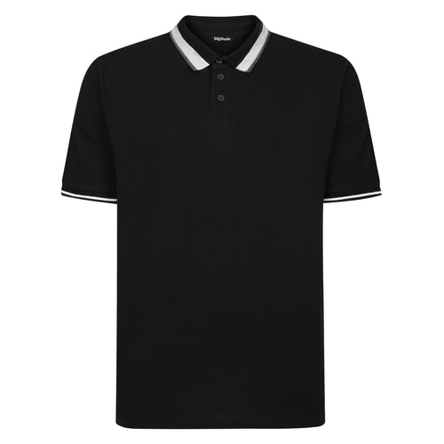 Bigdude Dot Pattern Tipped Polo Black