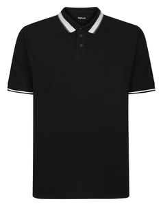 Bigdude Dot Pattern Tipped Polo Black