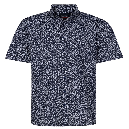 Espionage All Over Sail Boat Print Shirt Navy/Blue