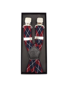 Knightsbridge Extra Long and Strong Wide Clip Braces Burgundy/Navy