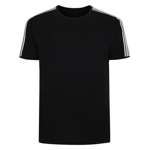 Bigdude Striped Shoulder T-Shirt Black