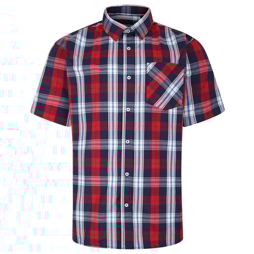 Bigdude Short Sleeve Check Shirt Red Tall