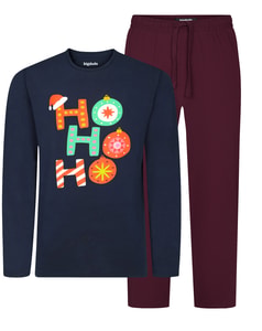 Bigdude Ho Ho Ho Christmas Pyjama Set Navy/Burgundy