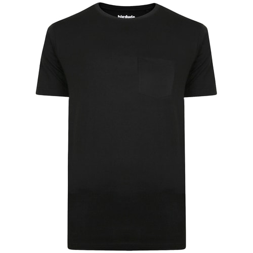 Bigdude Plain Crew Neck T-Shirt With Pocket Black Tall