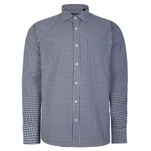 Bigdude Long Sleeve Check Shirt Navy/White