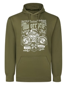 Bigdude Born to Ride Print Hoodie Dark Olive