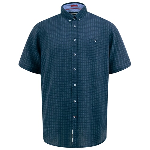 D555 Pontefract Jacquard Linen Short Sleeve Shirt Navy