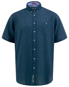D555 Pontefract Jacquard Linen Short Sleeve Shirt Navy