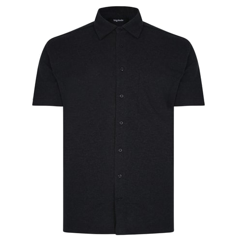 Bigdude Pique Fabric Short Sleeve Shirt Charcoal