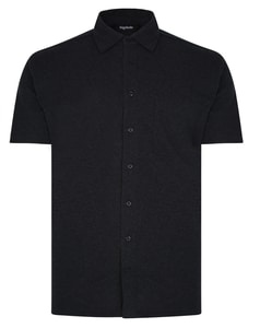 Bigdude Pique Fabric Short Sleeve Shirt Charcoal