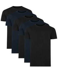 Bigdude 5 Pack Plain T-Shirts Black/ Navy