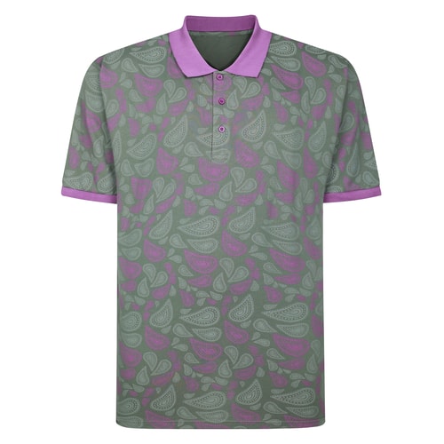 Bigdude Paisley Printed Polo Sage Green