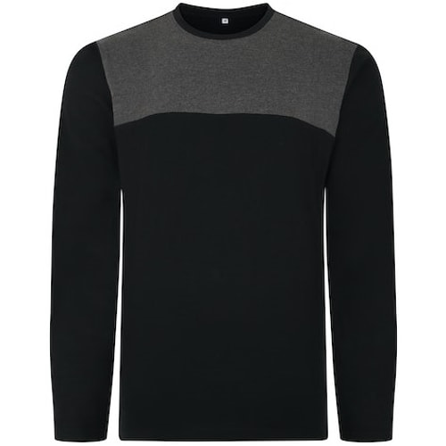 Bigdude Cut & Sew 2 Tone Long Sleeve T-Shirt Black/Charcoal Tall
