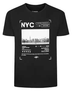 Bigdude NYC Skyline Print T-Shirt Black