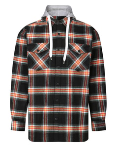 Bigdude Checked Hooded Flannel Shirt Black